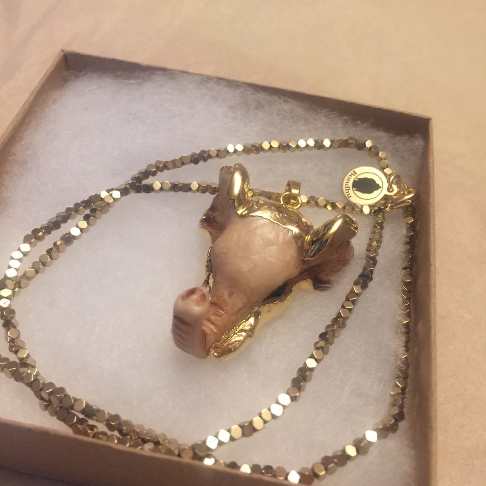 LAST ONE! 14K Gold Dipped Vegan Elephant Pendant - Picture 7 of 8